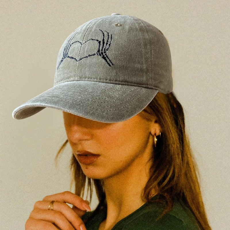 RLQWTKV Hand Skeleton Baseball Hat for Men Women Adjustable 3D Embroidered Skull Finger Cap - Image 4